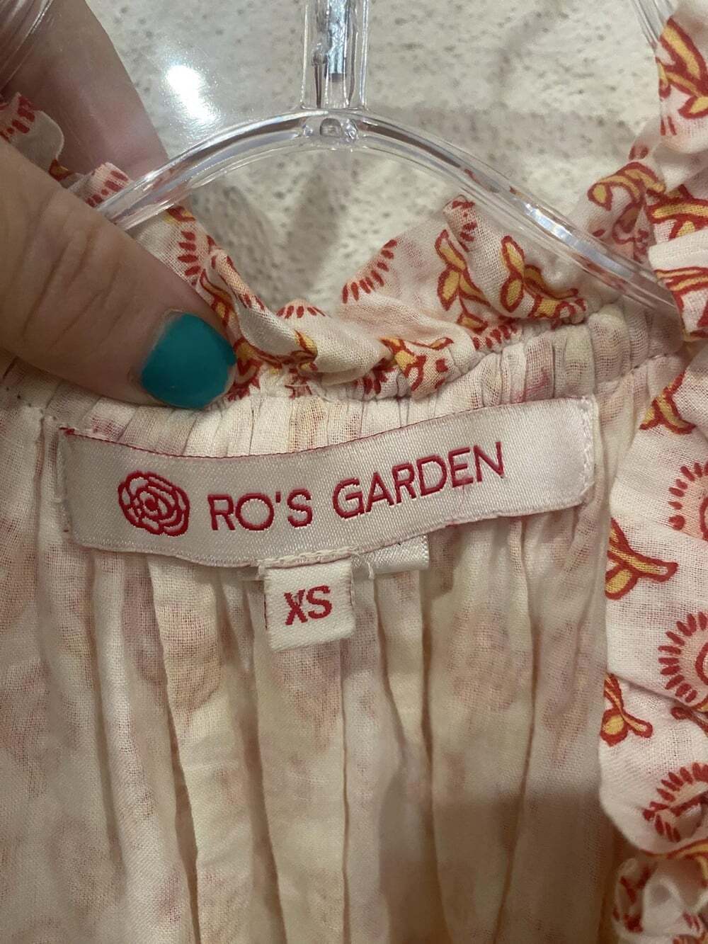 Ro's Garden Sofie Dress Womens XS White Floral Tiered Midi Boho Swing Sundress - Picture 3 of 4